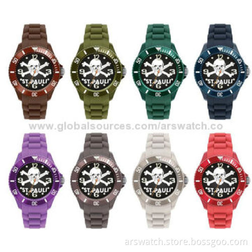 Plastic Watch with Silicone Strap, Japan Quartz Movement